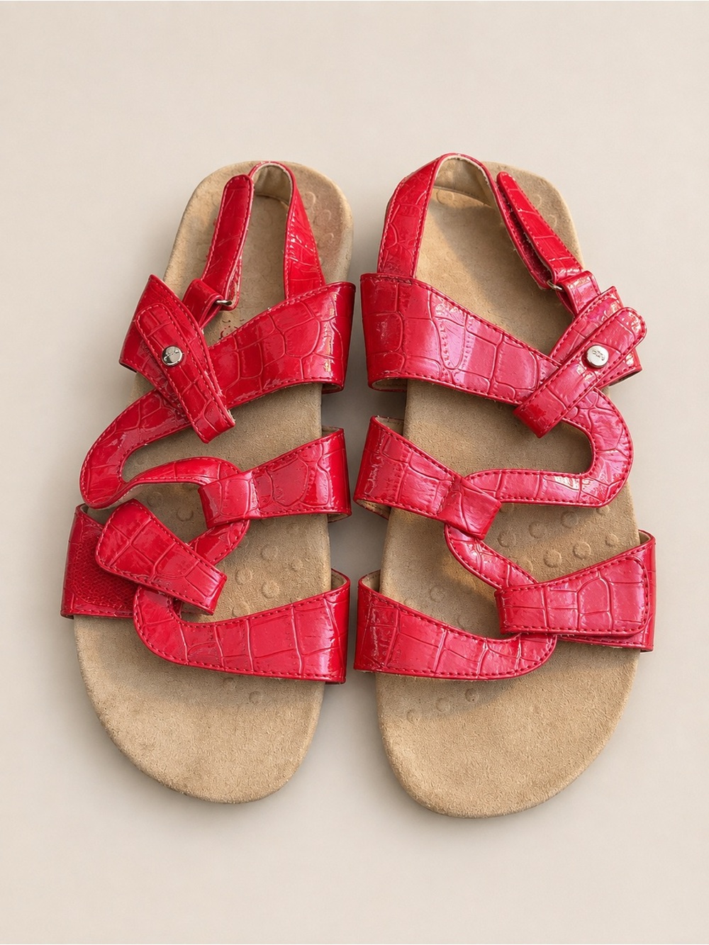 Vionic Paros Red Croc Patent Comfort Sandals Women’s Size 8